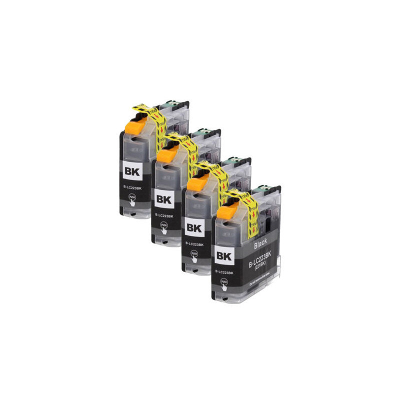 Compatible LC223 - Black, 4x Ink Cartridges for Brother Printers.