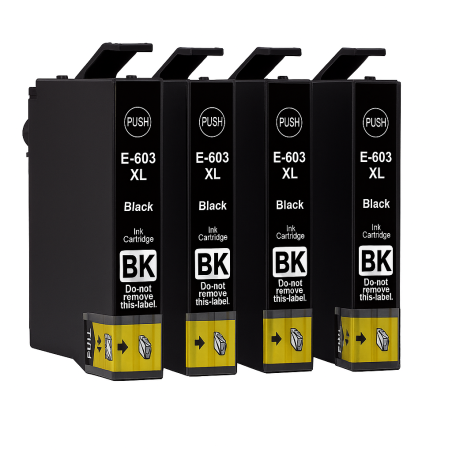 Compatible 603XL 4x Black Quad-Pack Ink Cartridges (Starfish)