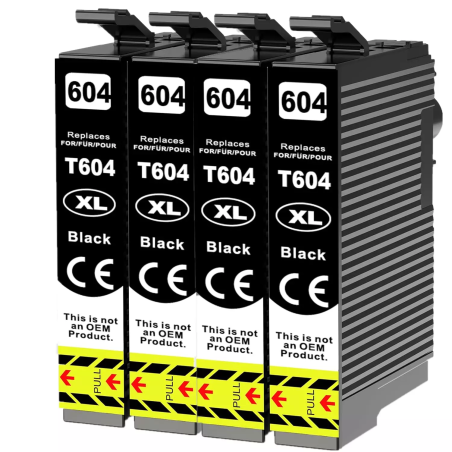 Compatible 604XL x4 Black Ink Cartridges (Pineapple)