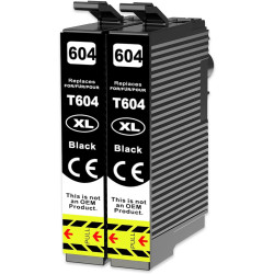 Compatible 604XL Twin pack 2x Black Black Ink Cartridges (Pineapple)